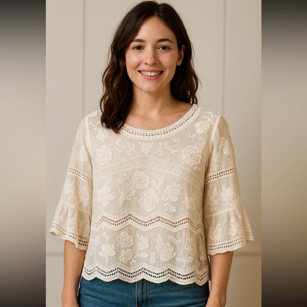 Elegant Cream Lace Top